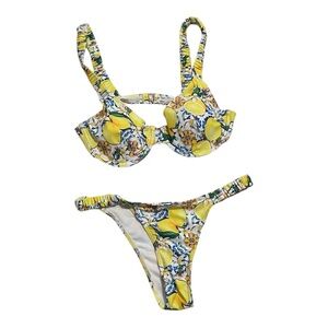 SHEIN Yellow and Blue Floral Bikini Brand new!